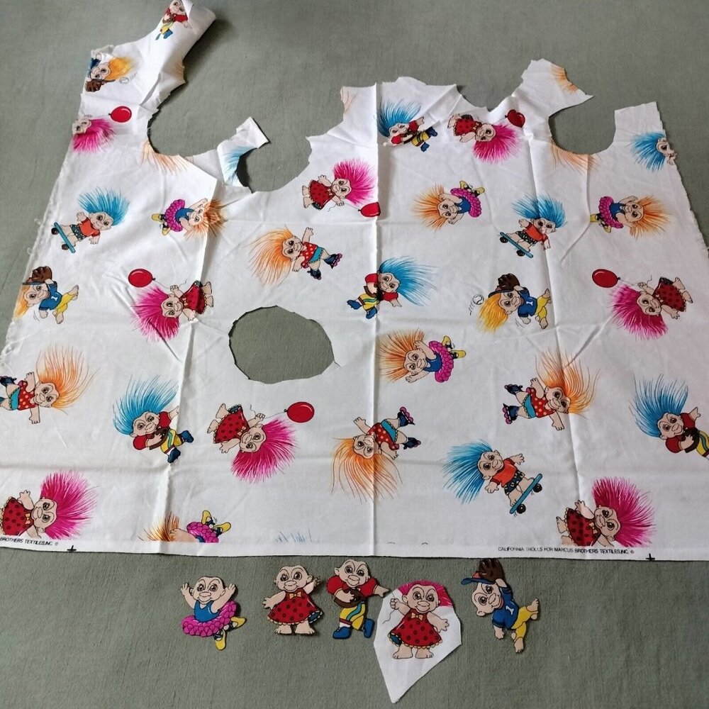 4/$20 Vtg Sewing Fabric Applique  Marcus Bros California Trolls White Hot Pink